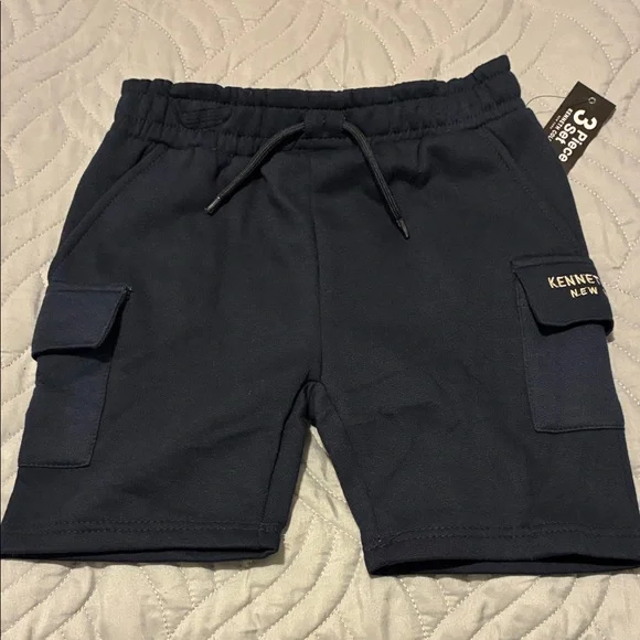 Kenneth Cole Kids Dark Blue Hoodie, Light Blue Sleeve Shirt and shorts. - Picture 5 of 9